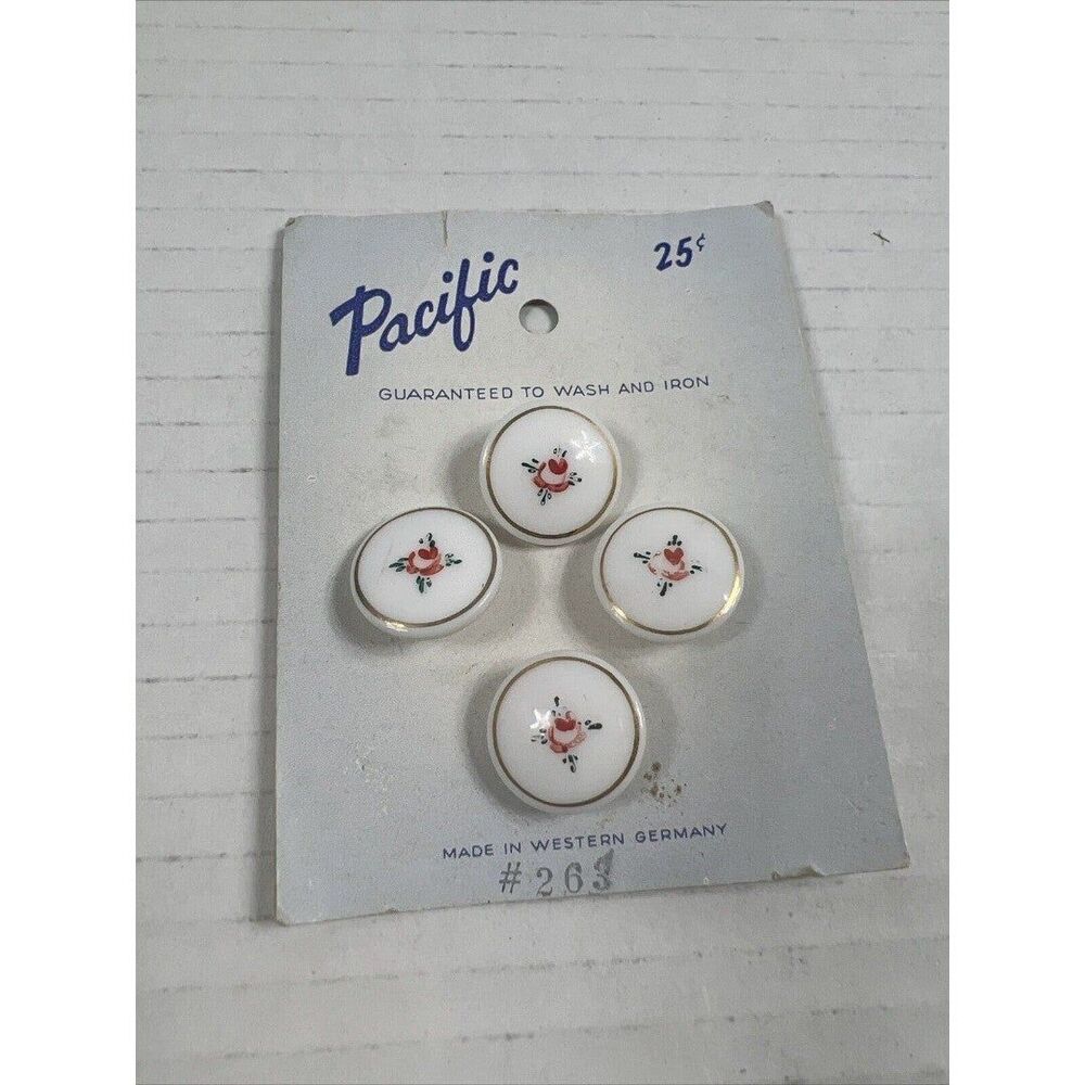 West Germany Buttons Vintage Buttons Flower Glass Buttons Pacific New Old Stock